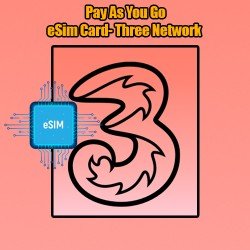 eSIM Three UK Pay As You Go BUNDLE SIM UNLIMITED MINS + TEXTS + DATA - QR CODE